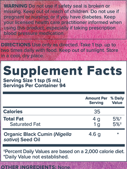 Black Seed Oil, Organic